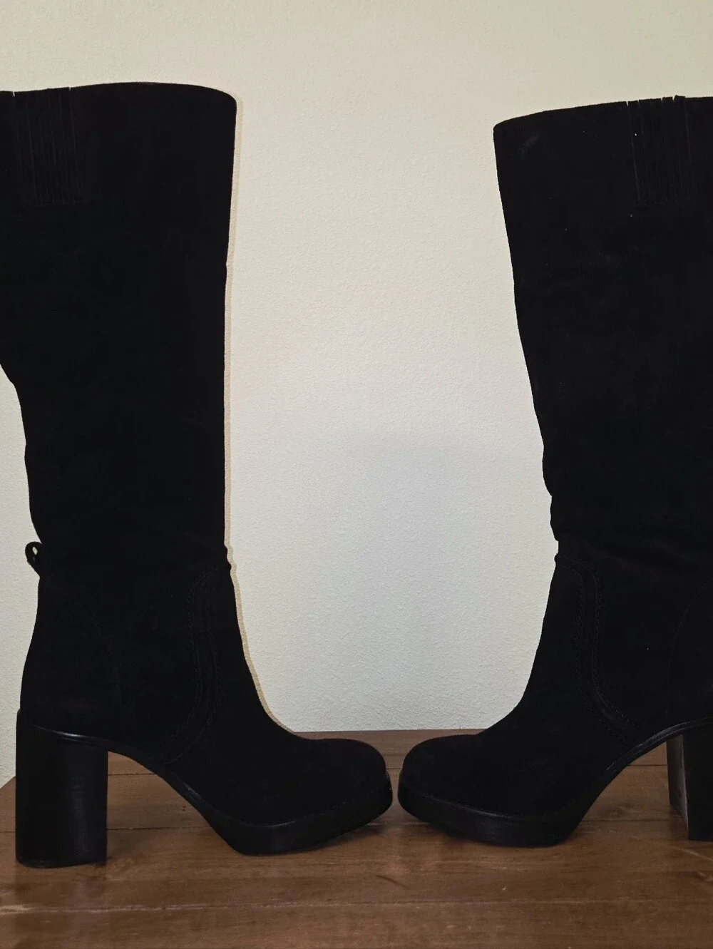 Michael Kors Hayden Black Suede Knee-High Boots